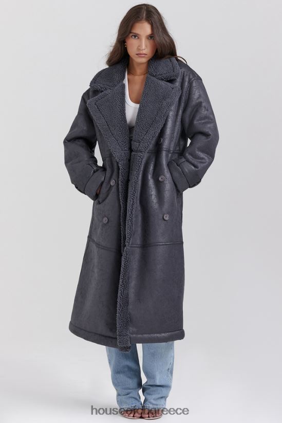 House of CB παλτό deiji γκρι vegan shearling V86V6T1024 είδη ένδυσης