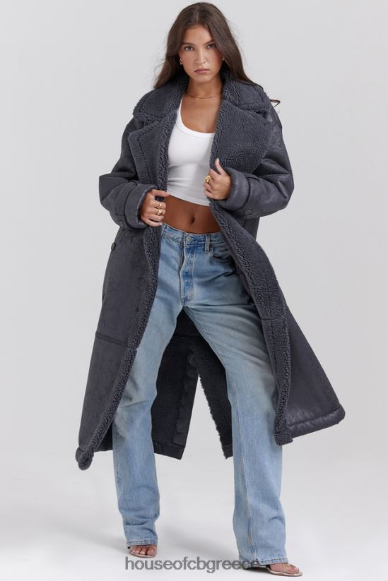 House of CB παλτό deiji γκρι vegan shearling V86V6T1024 είδη ένδυσης