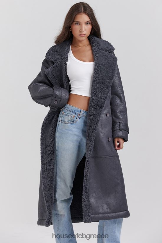 House of CB παλτό deiji γκρι vegan shearling V86V6T1024 είδη ένδυσης