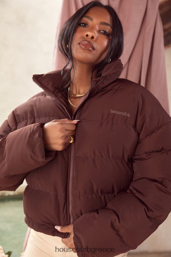 House of CB σοκολατένιο hero oversized puffer jacket σε σχήμα γ V86V6T1047 είδη ένδυσης