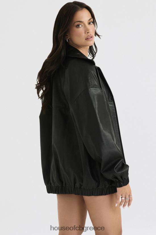 House of CB larissa μαύρο vegan δερμάτινο oversized bomber jacket V86V6T1039 είδη ένδυσης