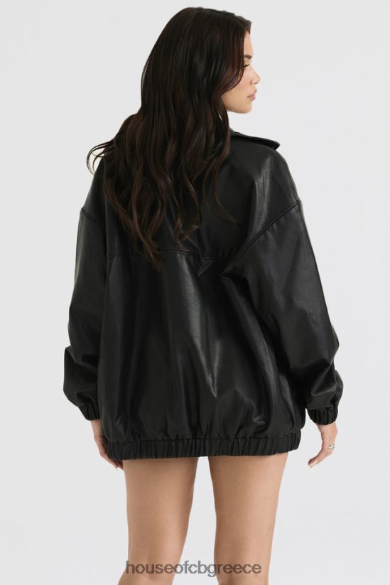 House of CB larissa μαύρο vegan δερμάτινο oversized bomber jacket V86V6T1039 είδη ένδυσης