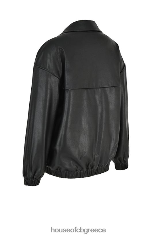 House of CB larissa μαύρο vegan δερμάτινο oversized bomber jacket V86V6T1039 είδη ένδυσης