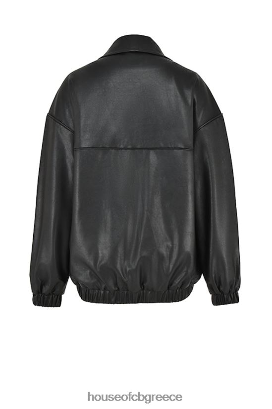 House of CB larissa μαύρο vegan δερμάτινο oversized bomber jacket V86V6T1039 είδη ένδυσης