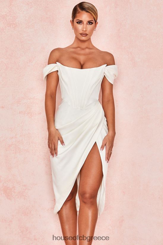 House of CB Φόρεμα loretta ιβουάρ σατέν off shoulder V86V6T625 είδη ένδυσης