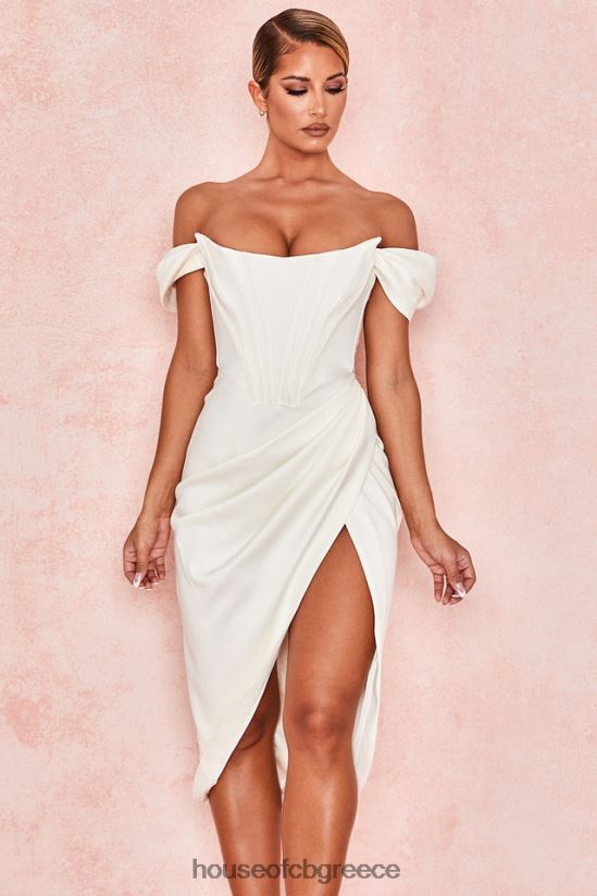 House of CB Φόρεμα loretta ιβουάρ σατέν off shoulder V86V6T625 είδη ένδυσης