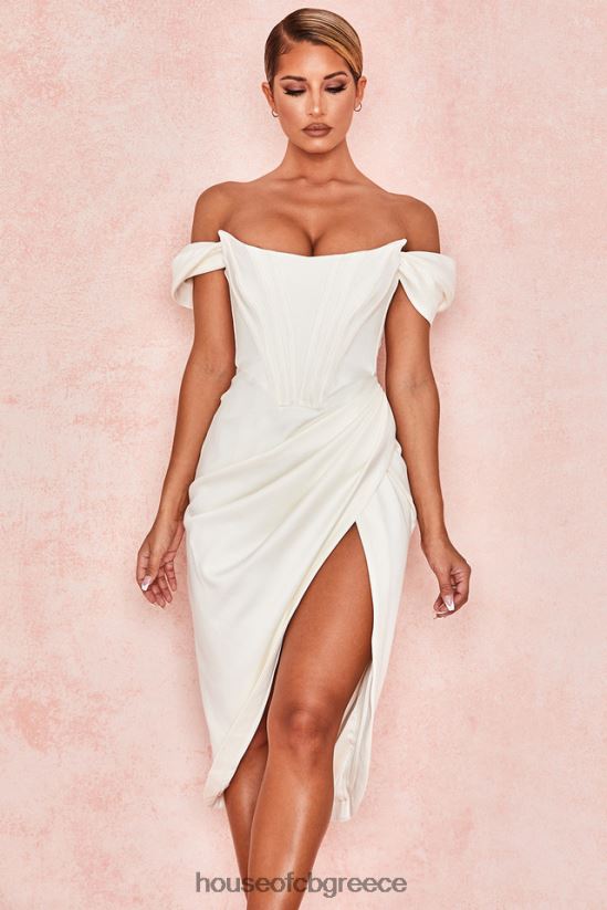 House of CB Φόρεμα loretta ιβουάρ σατέν off shoulder V86V6T625 είδη ένδυσης