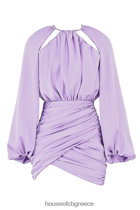 House of CB Μίνι φόρεμα kate orchid satin wrap μπροστά V86V6T458 είδη ένδυσης