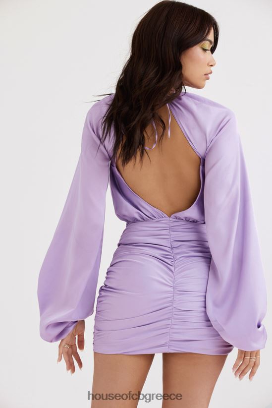 House of CB Μίνι φόρεμα kate orchid satin wrap μπροστά V86V6T458 είδη ένδυσης