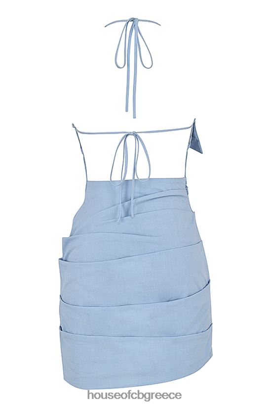 House of CB Μίνι καπίστρι φόρεμα lana baby blue με ανοιχτή πλάτη V86V6T549 είδη ένδυσης