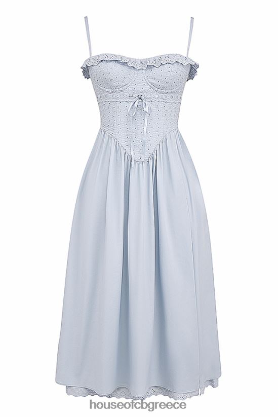 House of CB Jaime soft blue broderie anglais midi sundress V86V6T213 είδη ένδυσης