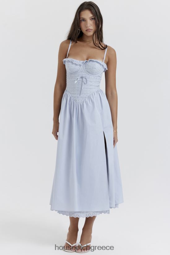 House of CB Jaime soft blue broderie anglais midi sundress V86V6T213 είδη ένδυσης