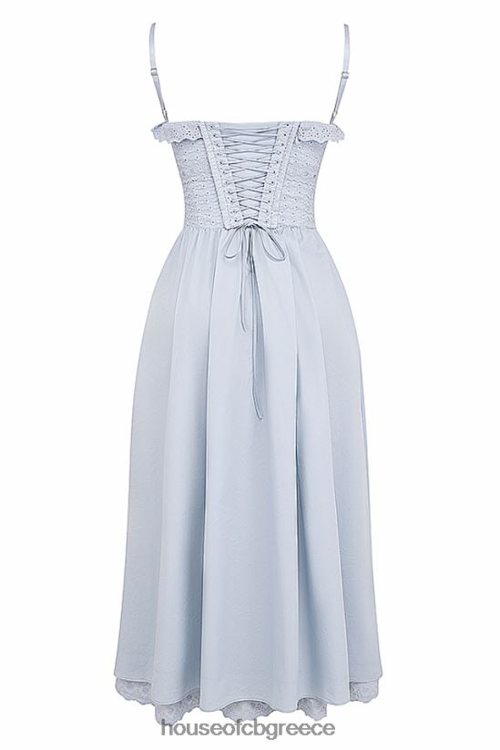 House of CB Jaime soft blue broderie anglais midi sundress V86V6T213 είδη ένδυσης