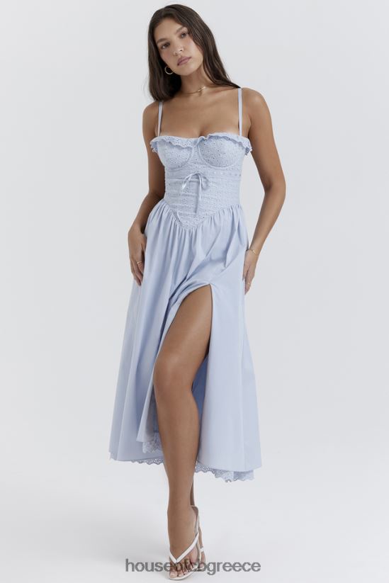 House of CB Jaime soft blue broderie anglais midi sundress V86V6T213 είδη ένδυσης