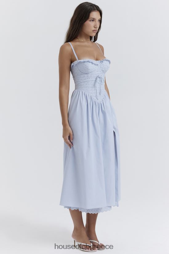 House of CB Jaime soft blue broderie anglais midi sundress V86V6T213 είδη ένδυσης