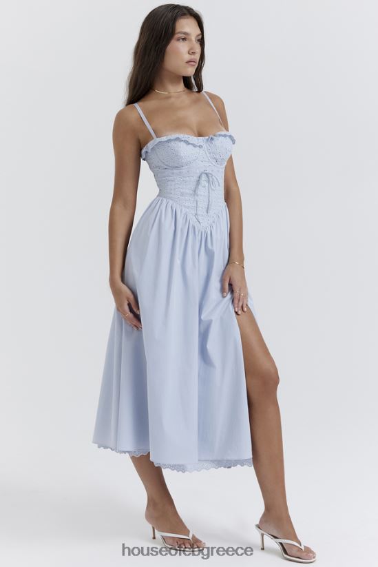 House of CB Jaime soft blue broderie anglais midi sundress V86V6T213 είδη ένδυσης