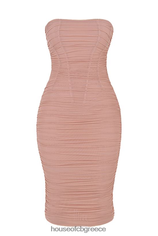 House of CB Julianna blush strapless ρουχ μίντι φόρεμα V86V6T481 είδη ένδυσης