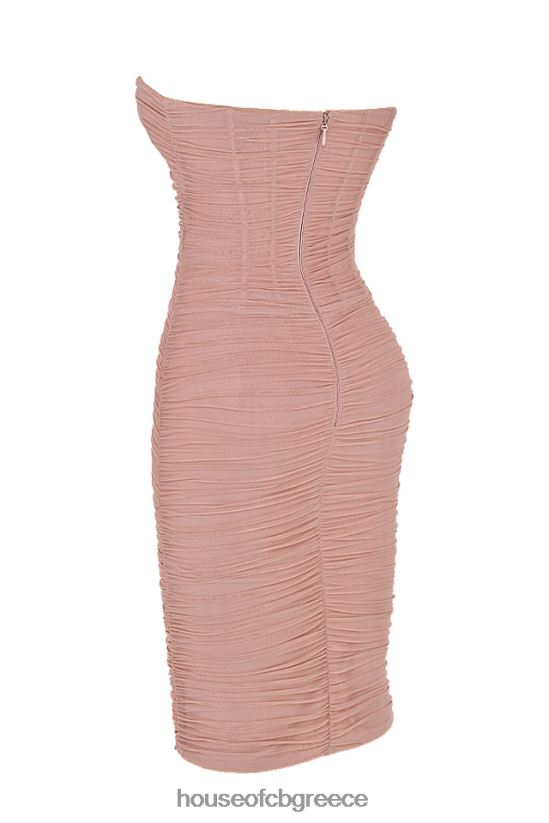 House of CB Julianna blush strapless ρουχ μίντι φόρεμα V86V6T481 είδη ένδυσης