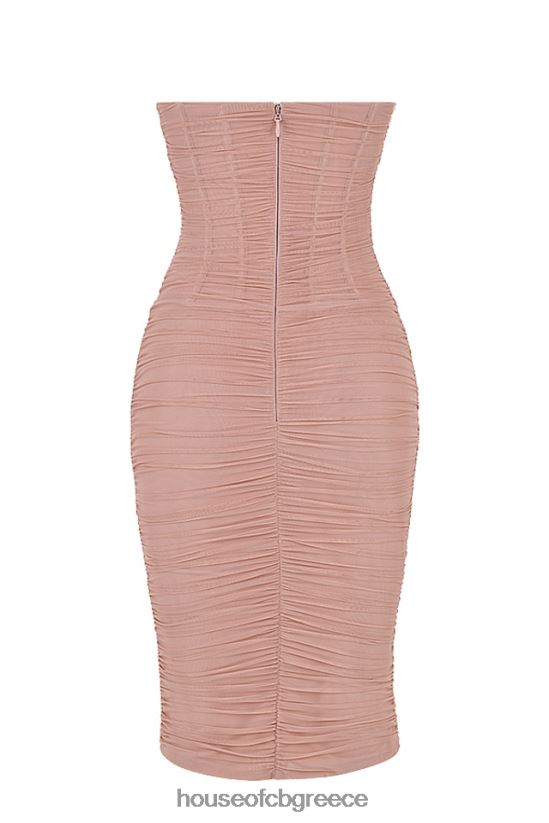 House of CB Julianna blush strapless ρουχ μίντι φόρεμα V86V6T481 είδη ένδυσης