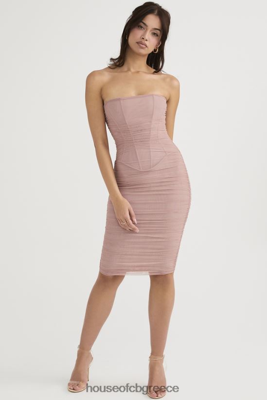 House of CB Julianna blush strapless ρουχ μίντι φόρεμα V86V6T481 είδη ένδυσης