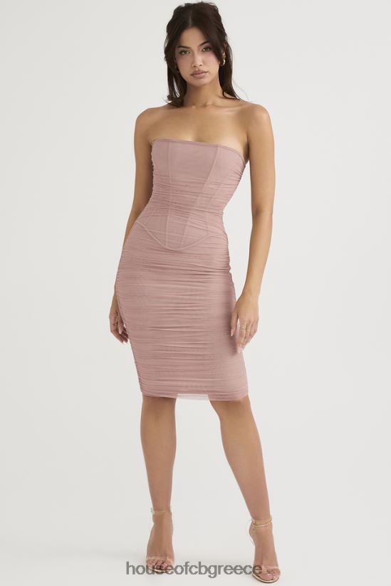 House of CB Julianna blush strapless ρουχ μίντι φόρεμα V86V6T481 είδη ένδυσης