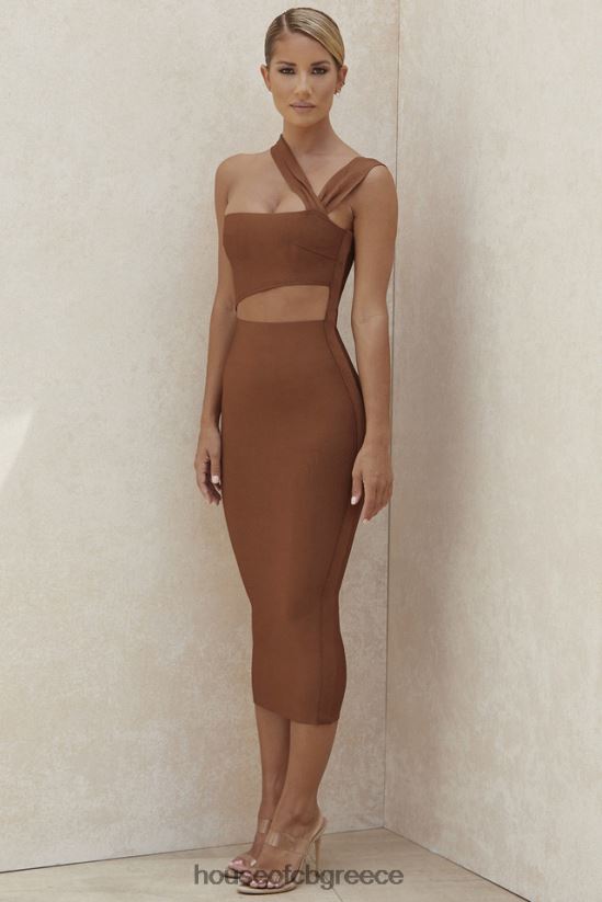 House of CB aina tan cut out bandage midi φόρεμα V86V6T598 είδη ένδυσης