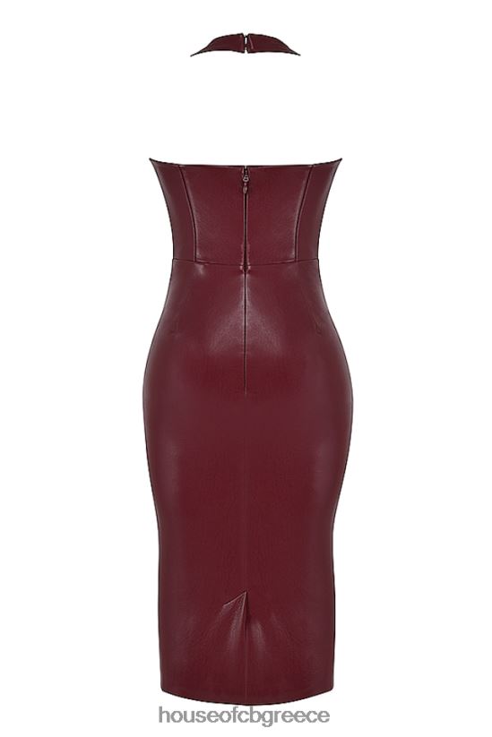 House of CB jaquetta wine vegan δερμάτινο midi φόρεμα V86V6T378 είδη ένδυσης