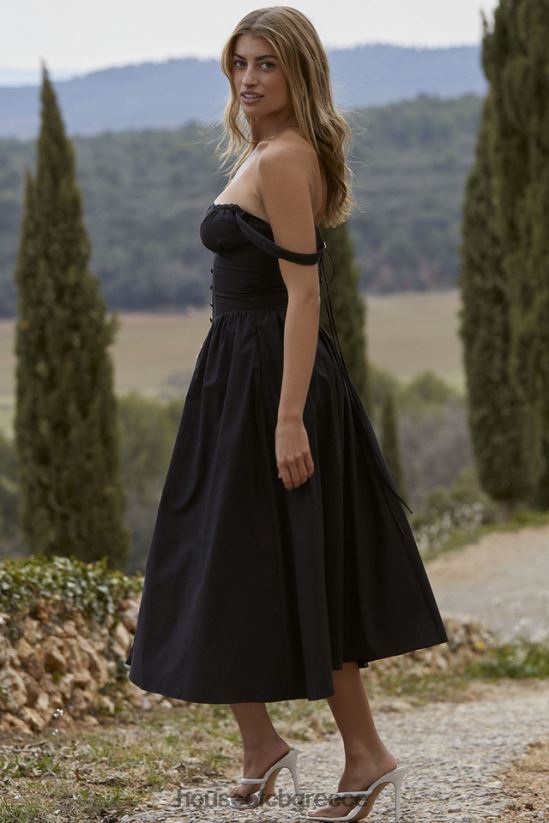 House of CB Τατιάνα μαύρο midi sundress V86V6T253 είδη ένδυσης