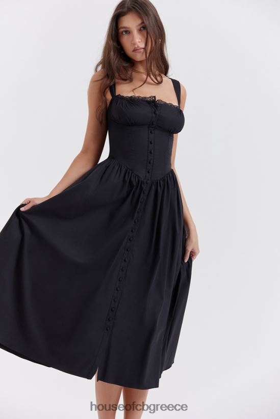 House of CB Τατιάνα μαύρο midi sundress V86V6T253 είδη ένδυσης