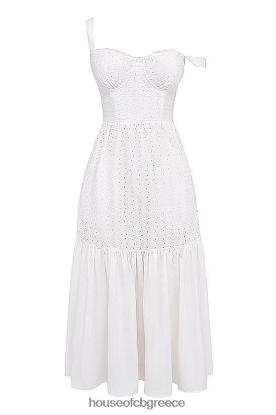 House of CB midi sundress elia white broderie anglaise V86V6T235 είδη ένδυσης