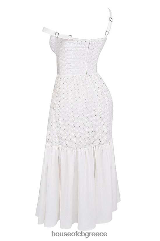 House of CB midi sundress elia white broderie anglaise V86V6T235 είδη ένδυσης