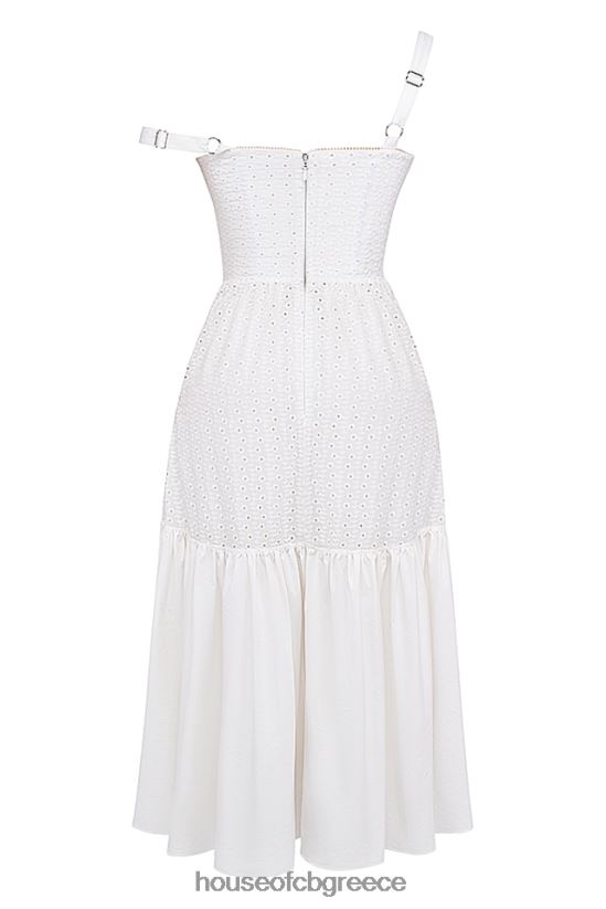 House of CB midi sundress elia white broderie anglaise V86V6T235 είδη ένδυσης