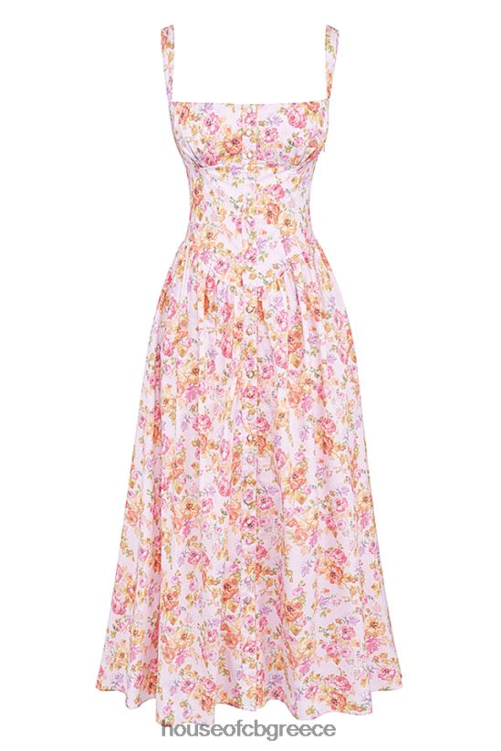 House of CB midi sundress με ροζ print tatiana V86V6T252 είδη ένδυσης