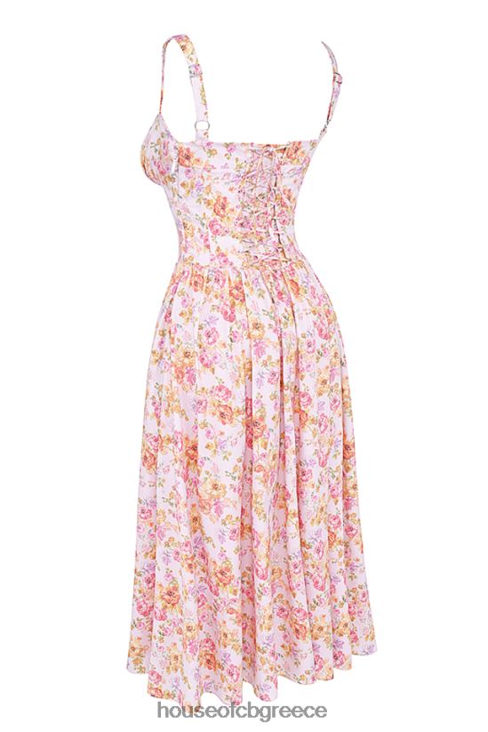 House of CB midi sundress με ροζ print tatiana V86V6T252 είδη ένδυσης