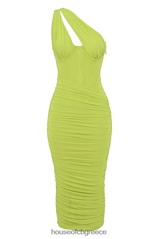 House of CB Μίντι φόρεμα valentina lime ασύμμετρο cutout V86V6T422 είδη ένδυσης