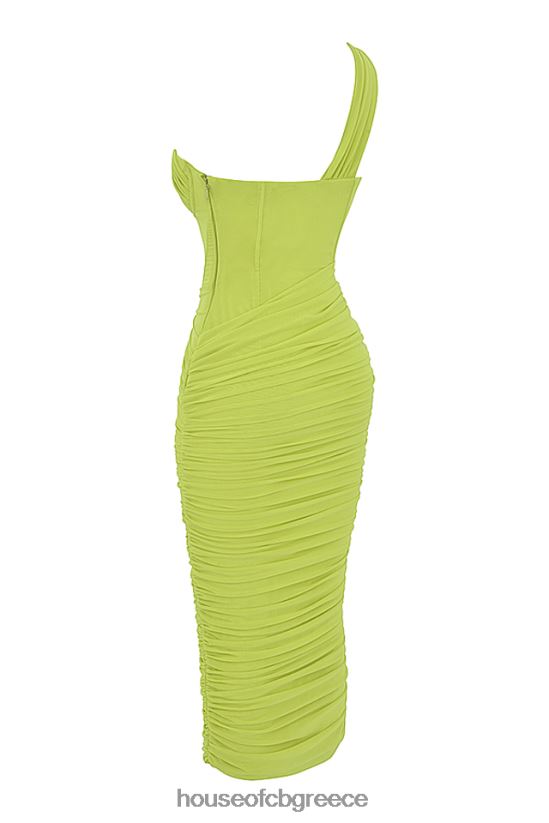 House of CB Μίντι φόρεμα valentina lime ασύμμετρο cutout V86V6T422 είδη ένδυσης