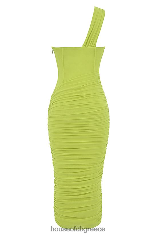 House of CB Μίντι φόρεμα valentina lime ασύμμετρο cutout V86V6T422 είδη ένδυσης