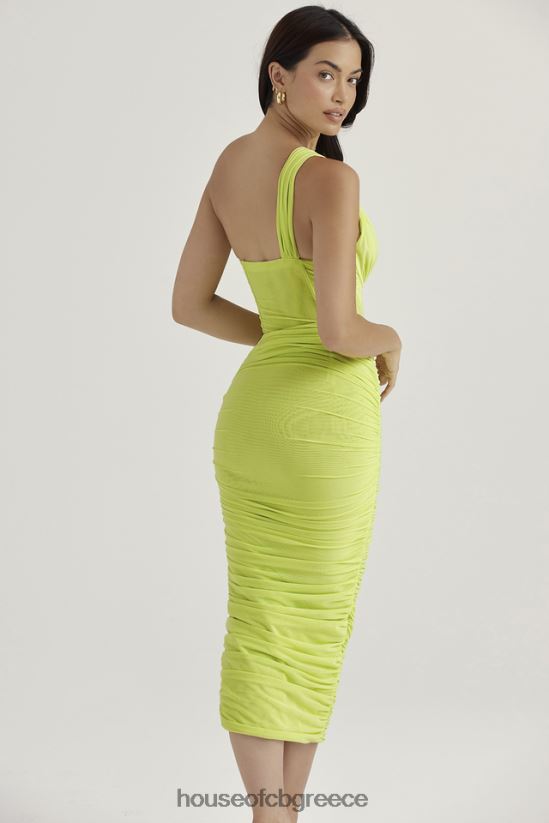 House of CB Μίντι φόρεμα valentina lime ασύμμετρο cutout V86V6T422 είδη ένδυσης