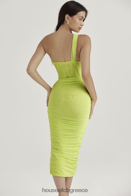 House of CB Μίντι φόρεμα valentina lime ασύμμετρο cutout V86V6T422 είδη ένδυσης