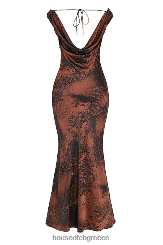 House of CB alaina antique copper bias cut maxi φόρεμα V86V6T373 είδη ένδυσης