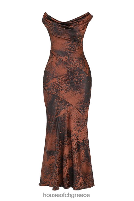 House of CB alaina antique copper bias cut maxi φόρεμα V86V6T373 είδη ένδυσης