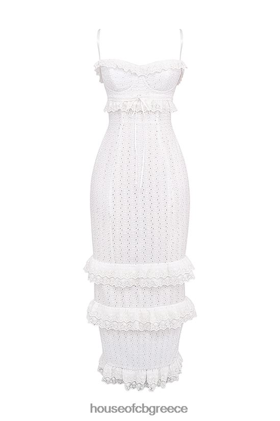 House of CB μάξι φόρεμα eve white broderie V86V6T228 είδη ένδυσης