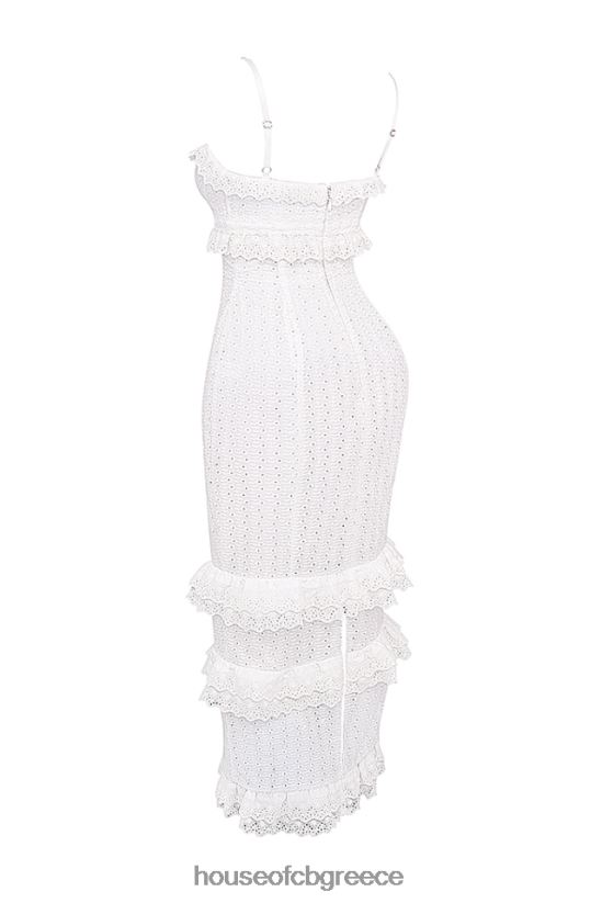 House of CB μάξι φόρεμα eve white broderie V86V6T228 είδη ένδυσης