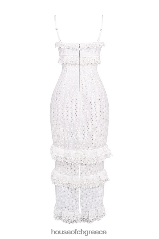 House of CB μάξι φόρεμα eve white broderie V86V6T228 είδη ένδυσης