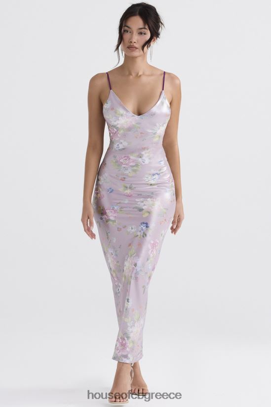 House of CB floral maxi φόρεμα aria mauve V86V6T328 είδη ένδυσης