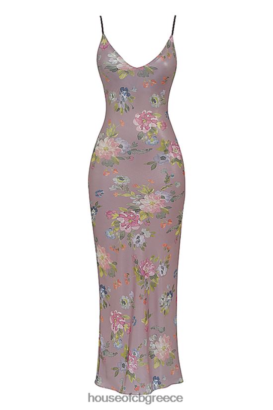 House of CB floral maxi φόρεμα aria mauve V86V6T328 είδη ένδυσης