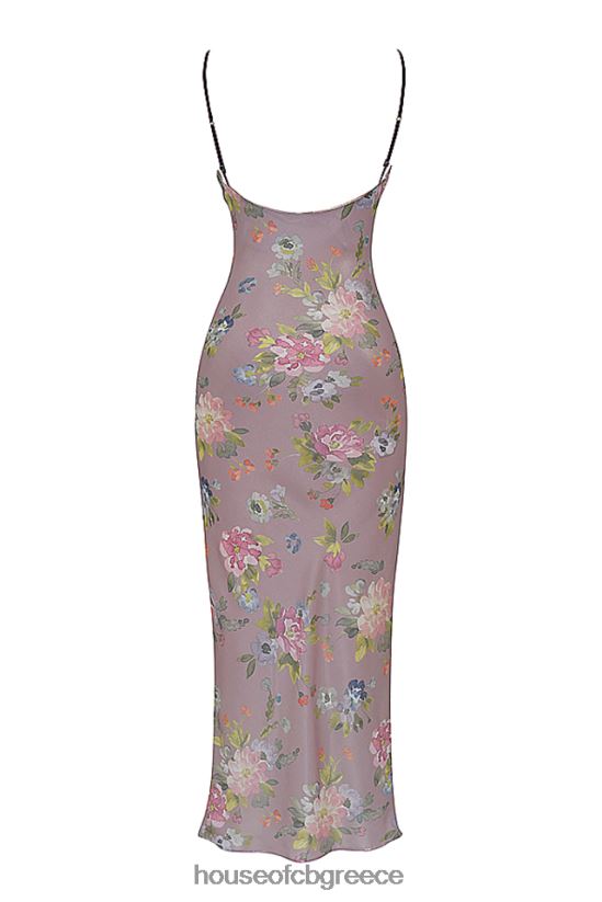 House of CB floral maxi φόρεμα aria mauve V86V6T328 είδη ένδυσης