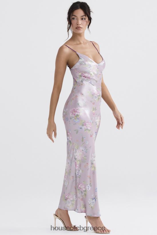 House of CB floral maxi φόρεμα aria mauve V86V6T328 είδη ένδυσης