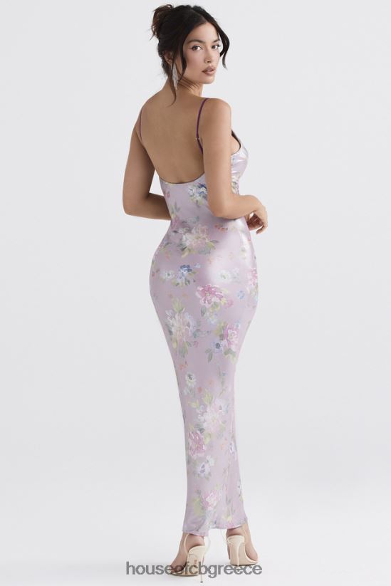 House of CB floral maxi φόρεμα aria mauve V86V6T328 είδη ένδυσης