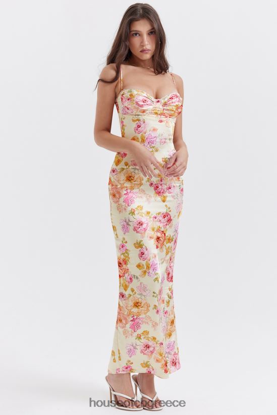 House of CB floral maxi φόρεμα josefina ιβουάρ V86V6T245 είδη ένδυσης